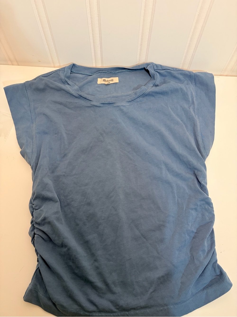 Madewell Slate Blue Muscle Tee with Side Ruching